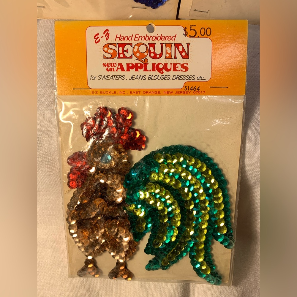 Vintage lot of patches sequin appliqués, Denim Nailhead Sew-On-Patches